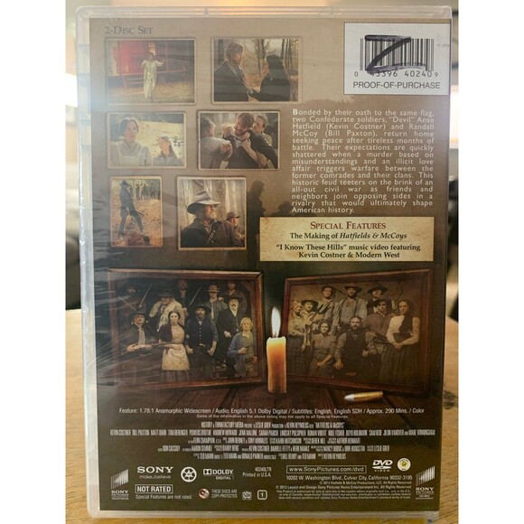 Hatfields & McCoys (2012) - 2-Disc DVD Set - New & Sealed - Starring Kevin Costn - Picture 2 of 2